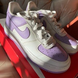 Size 4 Y/ 5.5 W Nike Air Force 1s Lavender/White